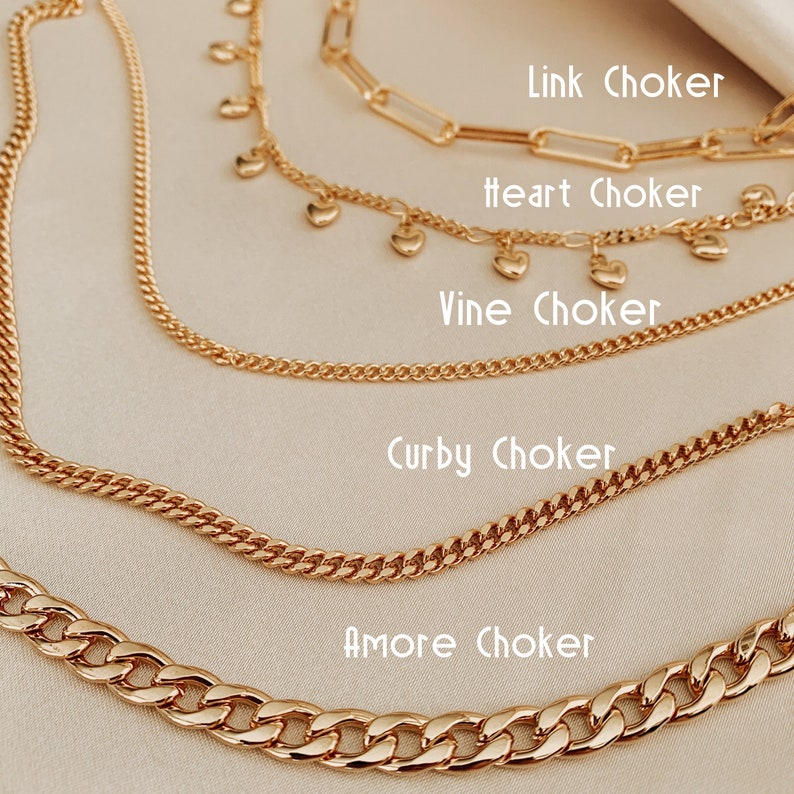 18K Gold Chain Choker, Cuban Chain Necklace, Curb Chain, Paperclip Chain Choker,  Gift for him, Birthday Gift, Christmas Gift for Mom 
