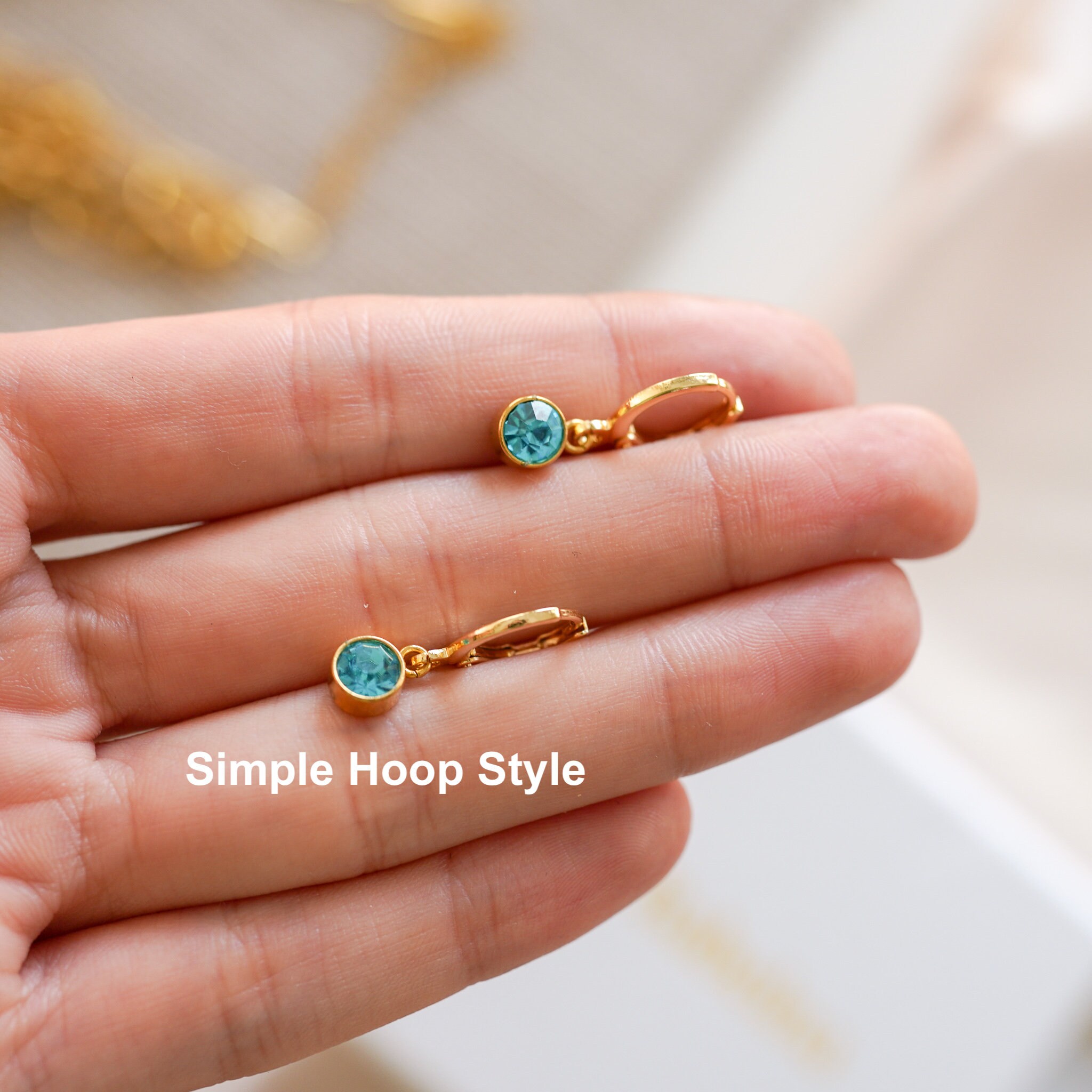 18k gold filled Gorgeous aquamarine lady promise wedding earring 