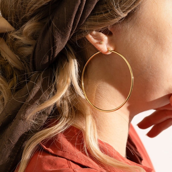 Large gold shop hoop earrings 60mm