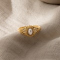18K Gold Victorian Pearl Ring, Vintage Pearl Ping, Statement Ring, Engagement Ring, Freshwater Pearl Ring, Christmas Gift, Gift for her