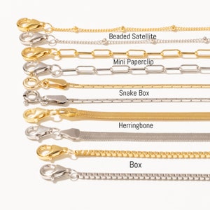 VERMEIL Chain Necklaces by Babeina, 925 Sterling Silver Chain, Gold Chain, Mini Paperclip, Herringbone, Snake, Beaded Satellite, Box Chain