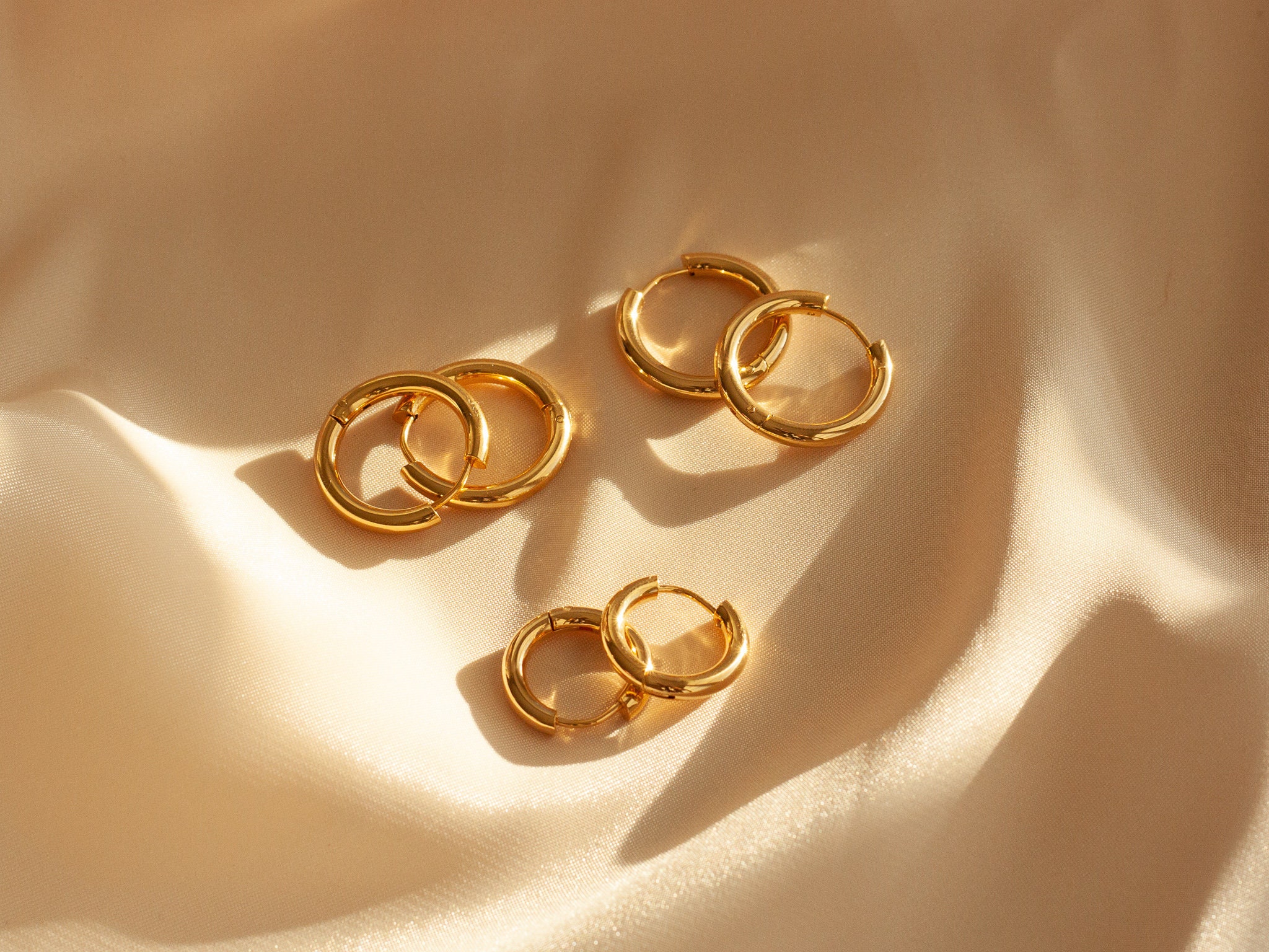Gold Hoop Earrings Antitarnish Hoops Gold Plated STAINLESS | Etsy