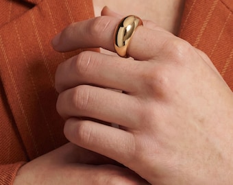 14K Solid Gold Dome Ring, Sculptural Dome Ring, Chunky Gold Ring, Minimalist Statement Ring, Bold Everyday Ring