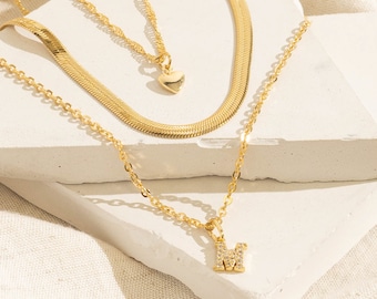 Gold Layering Necklace Set 3Pcs, Multi Strand Necklaces, Stacking Necklace, Multi Layer Necklace, Personalized Gift, Herringbone