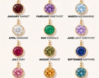 Add On Birthstone Charm, Gold Silver Birthstone Pendant, Dainty Gemstone Charm, Personalized Charm Jewelry, Charm for Necklace Bracelet