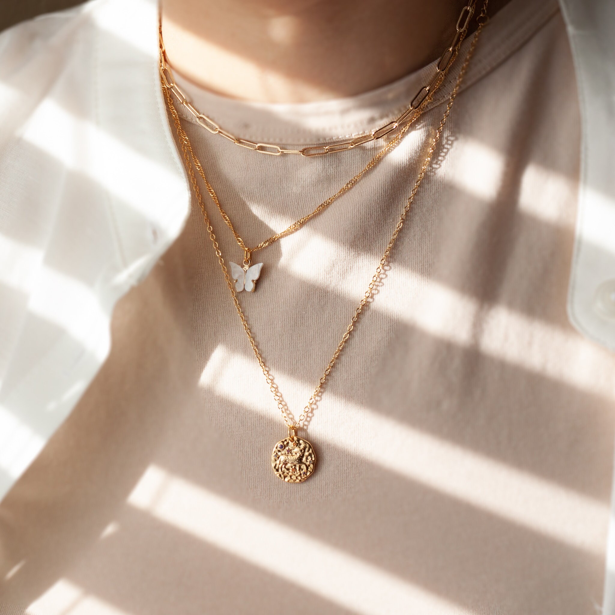 Gold Layering Necklace SET 3PCS 18K 