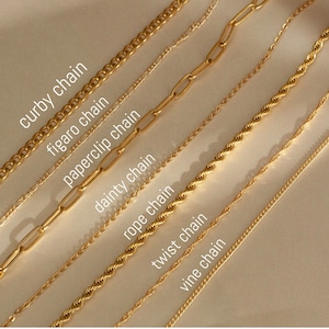 18K Gold Chain Necklace, Cable Chain, Paperclip Chain, Twist Chain, Figaro, Curb Chain, Pearl Bead Chain, Chain for kids, Mothers Day Gift image 1