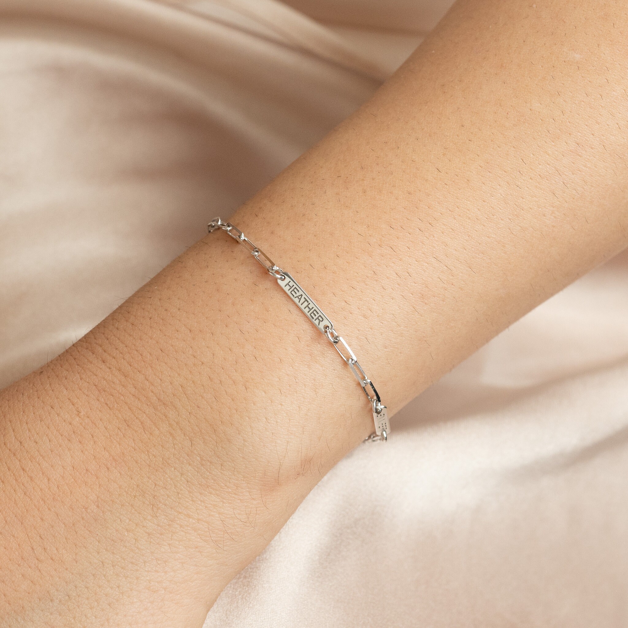 Emryn Name Bracelet with Cylindrical Bar Engraving main image 0