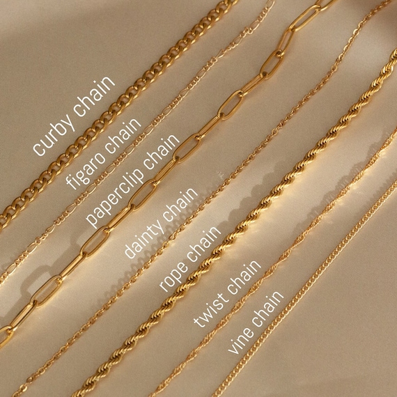 18k Gold Chain Bracelet Necklace Anklet, Figaro Chain, Paperclip Chain,  Cable Chain, Twist, Curb, Pearl Bead,chain for Kids, Christmas Gift - Etsy