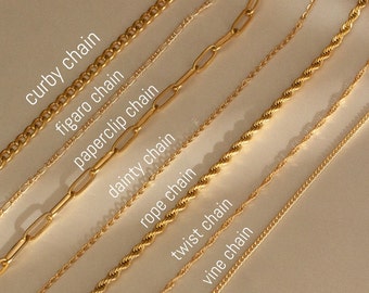 18K Gold Chain ANKLET, Cable Chain, Paperclip Chain, Twist Chain, Figaro Chain, Curb Chain, Dainty, WATERPROOF, Christmas Gift