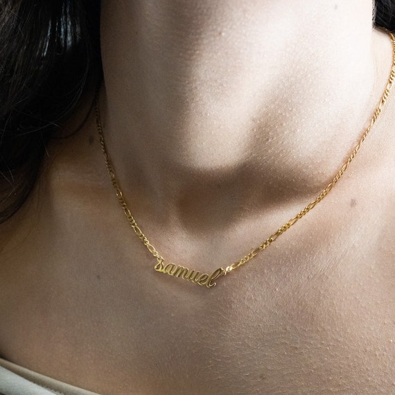 Figaro Chain Name Necklace Personalized Jewelry Minimalist