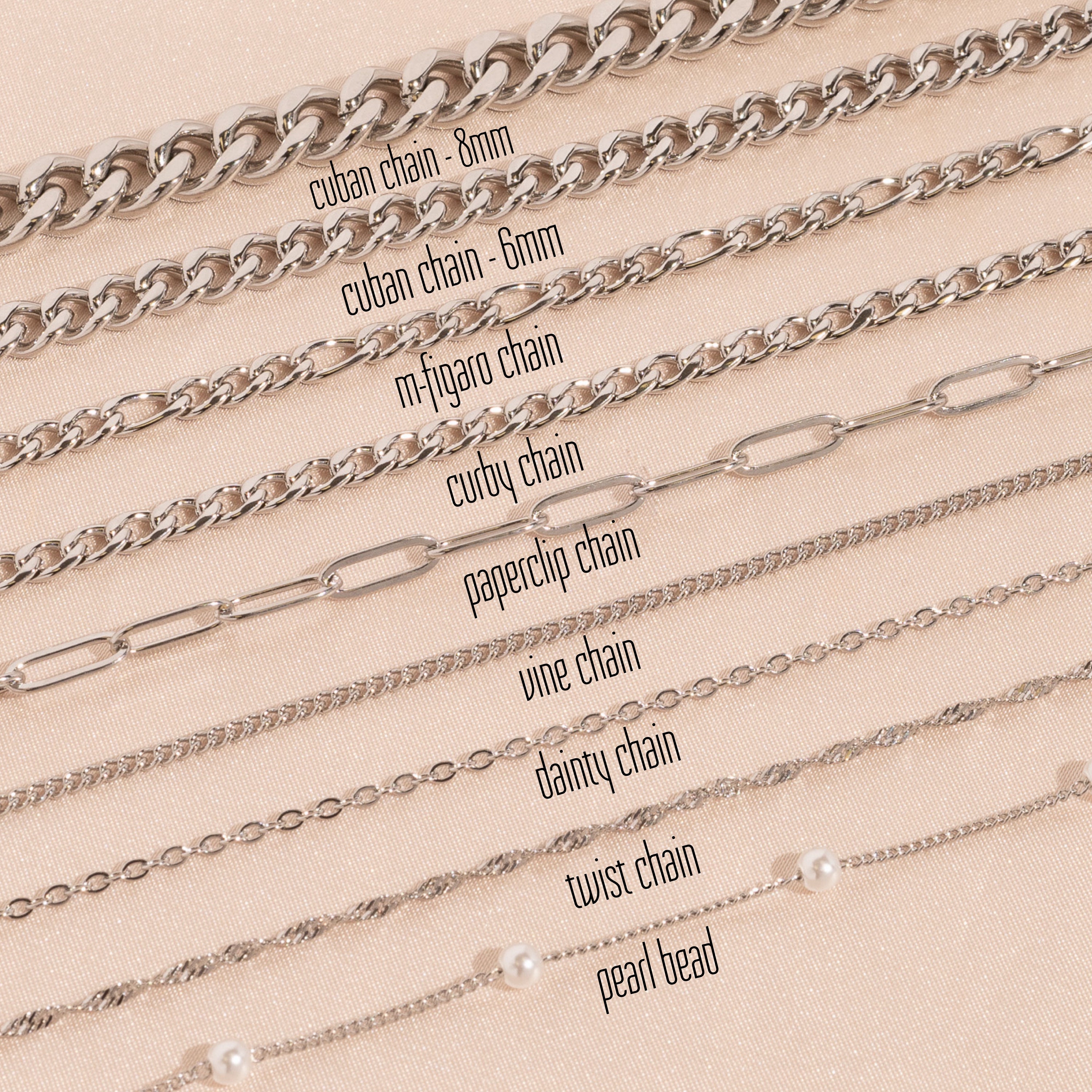Chain Necklace, Cable Chain, Paperclip Chain, Twist Chain