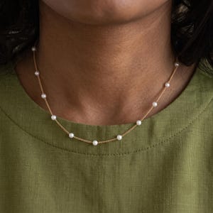 Collar de perlas de Babeina, collar de perlas satélite, regalo de boda, idea de regalo de Navidad, collar de cadena de cuentas, joyería de dama de honor