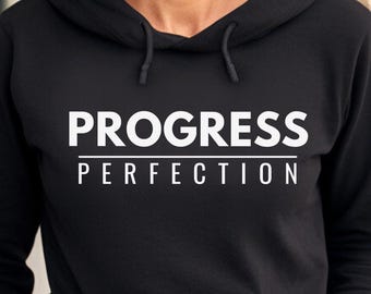 Sweat-shirt motivant pour la salle de sport, col rond Progress Over Perfection, sweat à capuche fitness, sweat-shirt d'entraînement, cadeau pour amateur de sport, chemise d'entraînement