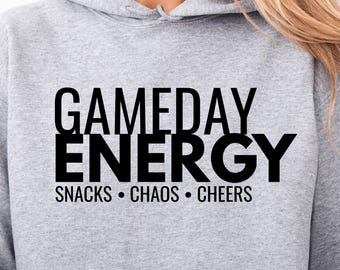 Sweat-shirt pour maman sportive, col rond Game Day, chemise football maman, maman baseball soccer hockey, sweat Gameday Energy, cadeau parent sportif
