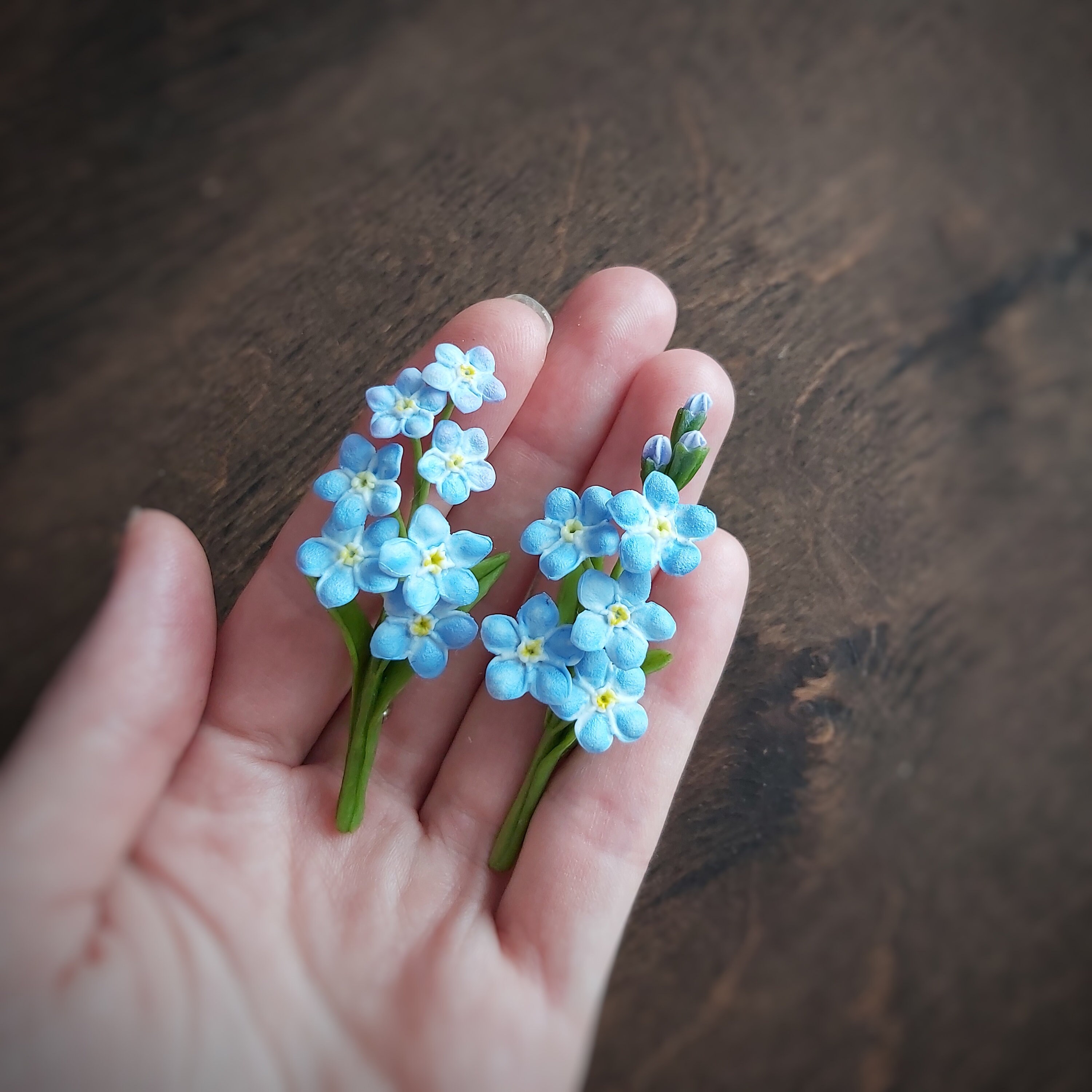 floral brooch. Artificial blue flowers pin. Etsy