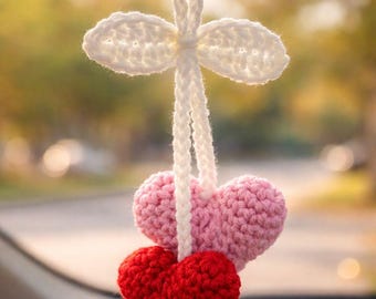 Valentine’s Day crochet heart car charms/bag charm