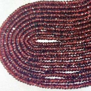 Mozambique Garnet Faceted Rondelle Beads, AAA Quality, 13 Inch Strand