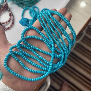 AAA+ Good Quality, Natural Sleeping Beauty Turquoise Faceted Rondelles Shape Beads, Size: 2.0-5.5mm Approx, (Length Variation)