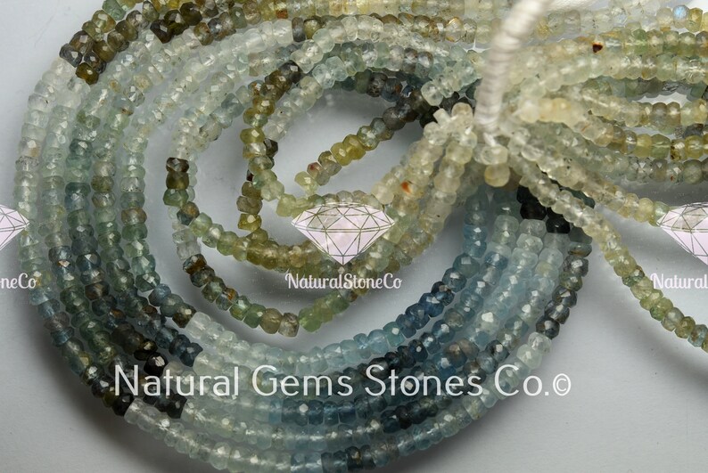Size 4mm Natural Multi Aquamarine Faceted Rondelles 14 Inches NZ0105