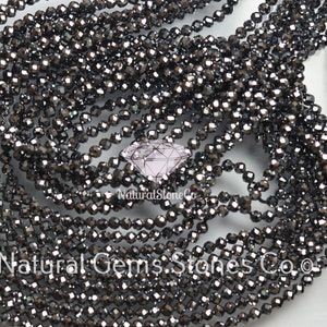 Terahertz 13 Inches AAA Black Terahertz Faceted Rondelles, Size 2.5mm