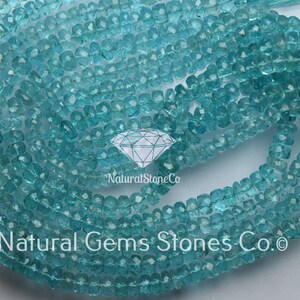 14 Inches, Natural Sky Blue Apatite Faceted Rondelles Size 4.5-5mm