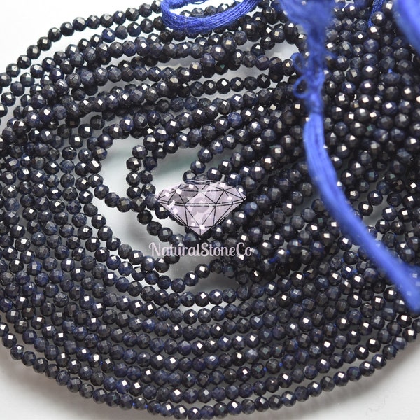 12.80 Inches Strand, AAA Natural Pailin Sapphire Faceted Rondelles, Size 2.90mm