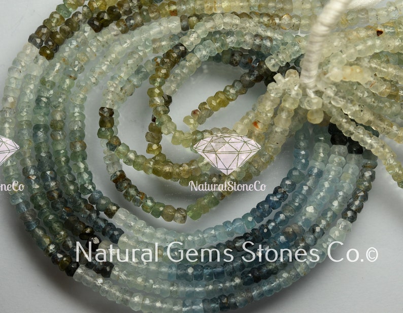 Size 4mm Natural Multi Aquamarine Faceted Rondelles 14 Inches NZ0105