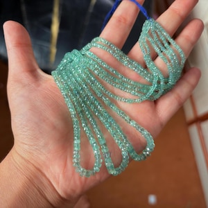 17 Inches Long Strands, AAA+ Good Quality, Natural Zambian Emeralds Faceted Rondelles, Size: 2.0-4.5mm Approx