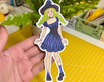 Zombie Witch! Halloween Bestie Squad, Tall Matte Vinyl Waterproof Diecut Stickers | Water Bottle Laptop Sticker | Journaling Sticker