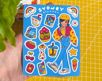 Kidcore Sticker Sheet Sydney, Cute Matte Vinyl Waterproof Sticker Sheet | Water Bottle Laptop Sticker | Journaling Notebook Sticker