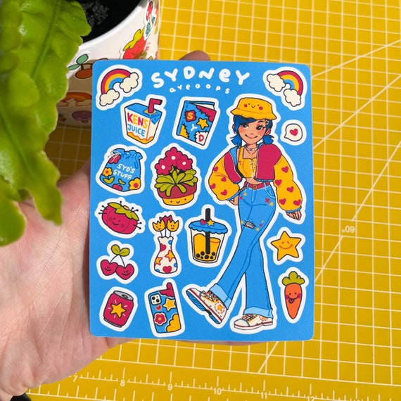 Kidcore Sticker Sheet Sydney, Cute Matte Vinyl Waterproof Sticker Sheet | Water Bottle Laptop Sticker | Journaling Notebook Sticker