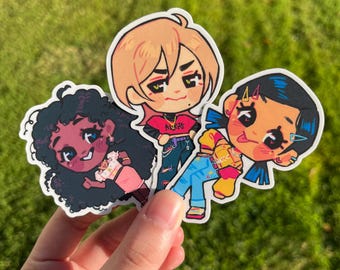 Bestie Squad Tall Chibis, Cute Matte Kidcore Vinyl Waterproof Diecut Stickers | Water Bottle Laptop Sticker | Journaling Sticker