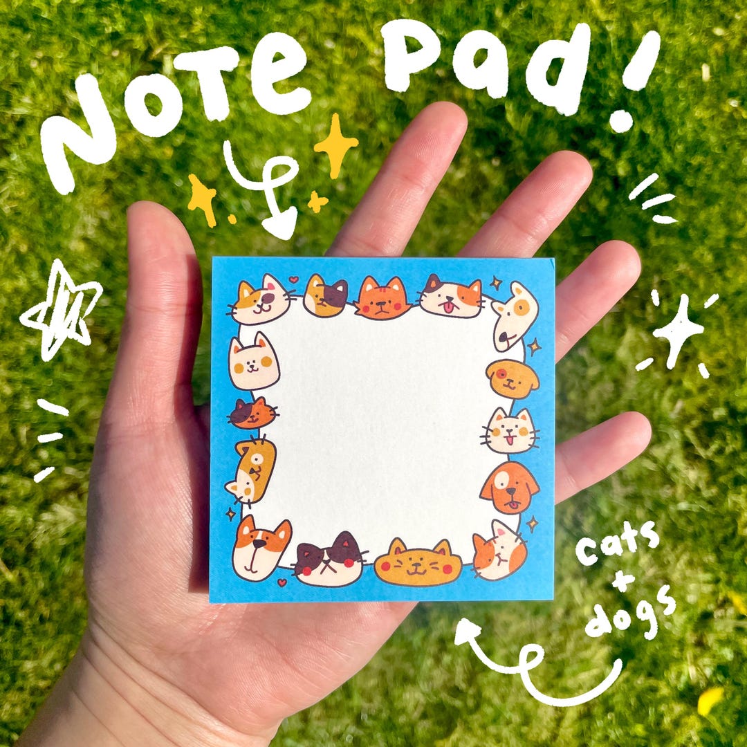Cats and Dogs Notepad - Colorful Memo Pad for Journaling and ...