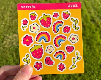 Kidcore Sticker Sheet V1, Cute Matte Vinyl Waterproof Sticker Sheet | Water Bottle Laptop Sticker | Journaling Notebook Sticker
