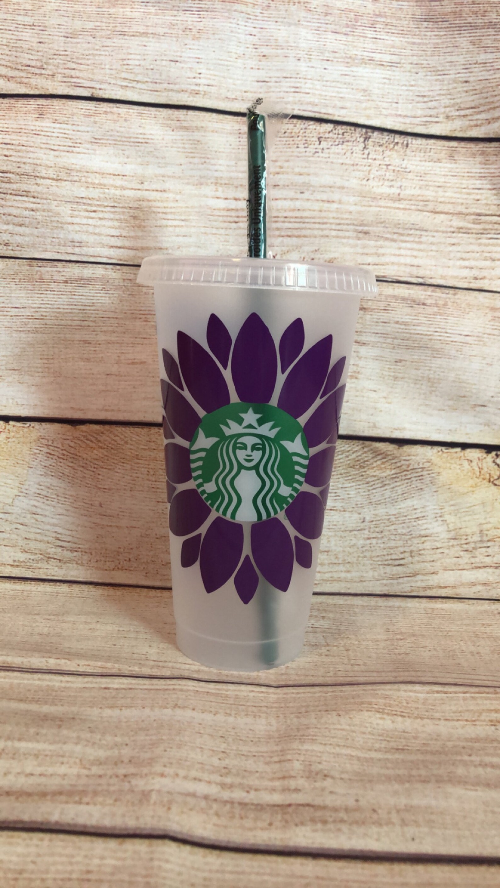 Purple flowers Starbucks cup Starbucks Personalized Cups Etsy