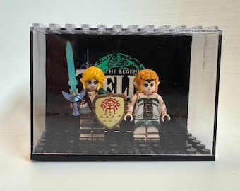 Minifiguras personalizadas de Legend of Zelda: Tears of the Kingdom con expositor personalizado incluido.