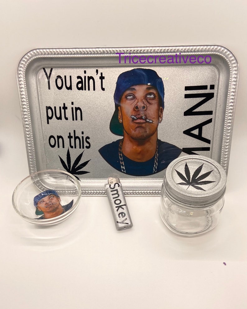 4pc Rolling Tray Set Smokey Roll Tray Set