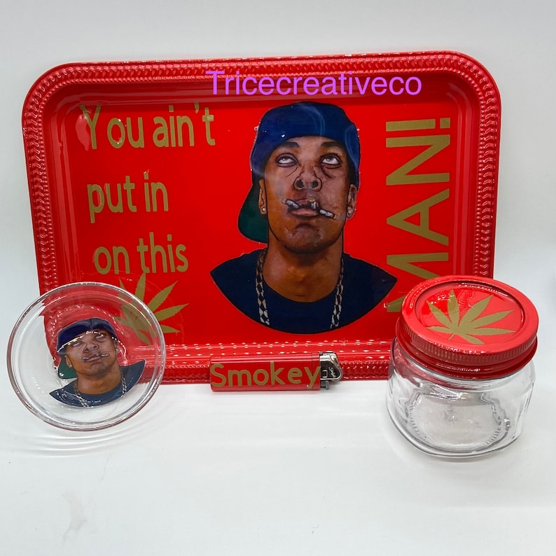 4pc Rolling Tray Set Smokey Roll Tray Set