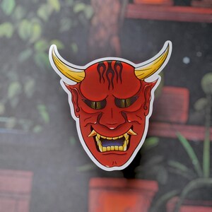 Sticker Masque Oni Flamme