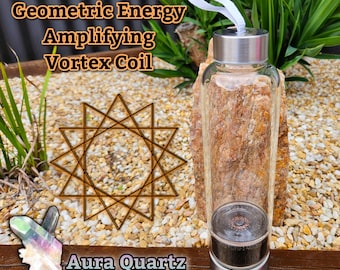 NEW* Orgonite Water Bottle, VORTEX Coil, orgone, lifeforce energy, scalar field, EMF WiFi & 5G protection, shungite, Chakra Blend Crystals