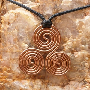 Triskelion, 144mhz Sacred cubit measurement, Copper Coil necklace image 1