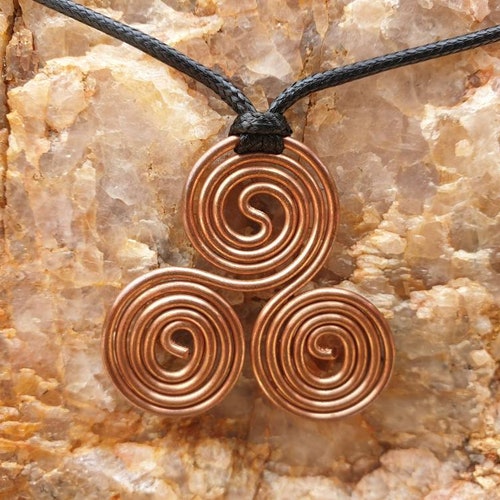 Triskelion, 144mhz Sacred cubit measurement, Copper Coil necklace