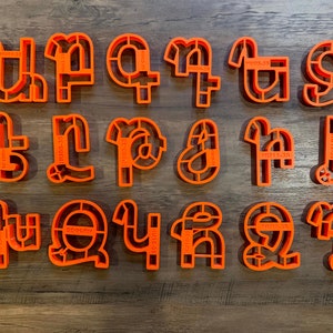 Complete Set of Armenian Alphabet Uppercase Handwriting Font Cookie Cutters