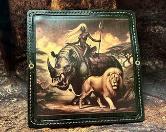 Female wallet - Black Magic Woman warrior ( 4 cardholders, pocket for bills and pocket for coins, and one small pocker)
