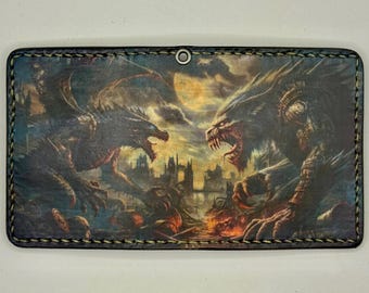 Dragons fight cardholder - has 6 slots for cards and 2 pockets for bills or checks