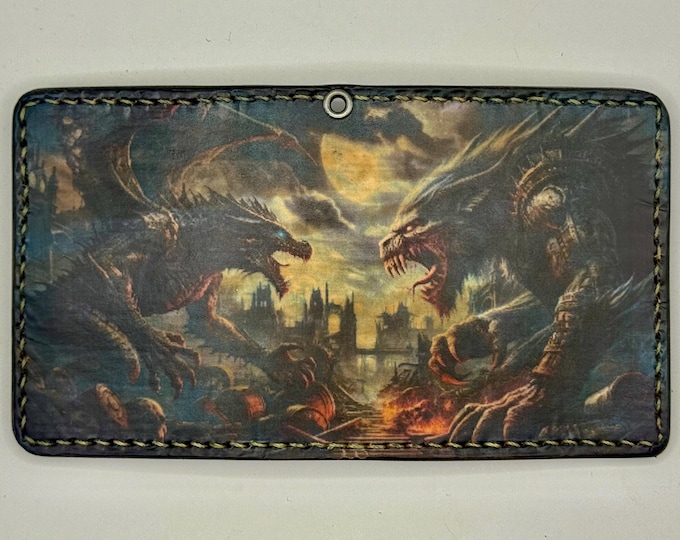 Dragons fight cardholder - has 6 slots for cards and 2 pockets for bills or checks