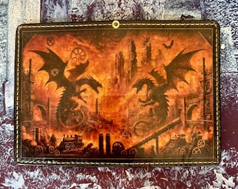 Dragons Fight Apocalypse - journal cover with pockets and cardholders