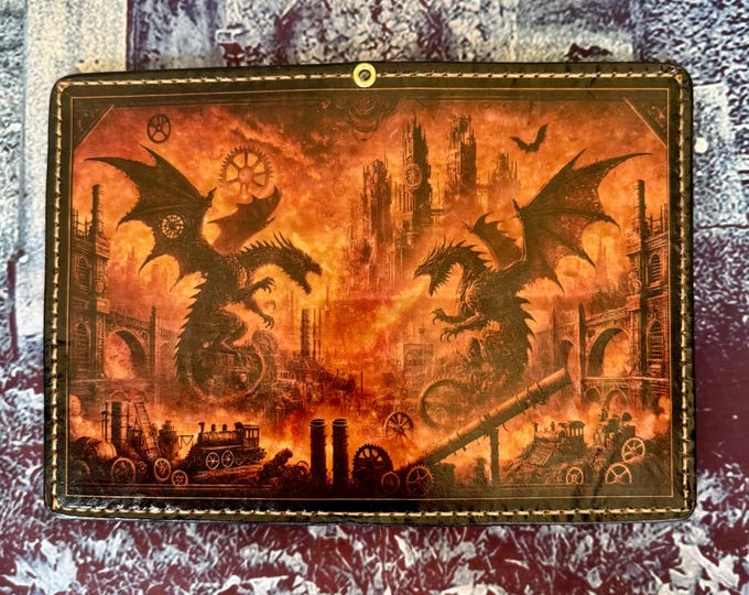 Dragons Fight Apocalypse - journal cover with pockets and cardholders