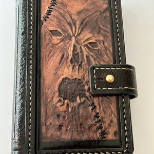 Necronomicon Leather Phone Case with cardholder for six credit cardsfor any phones per order image 4